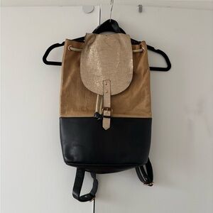 Anthropologie Gold, Tan and Black Backpack